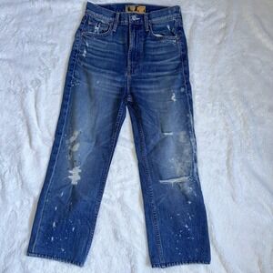 MOTHER Superior Jeans 25 High‎ Waisted Rider Ankle Distressed Painted Made USA